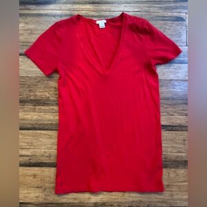 Red V-Neck Women's lightweight T-shirt